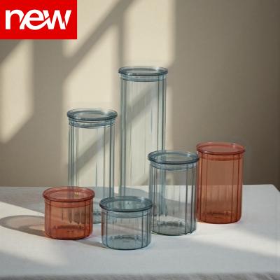 Color Sprayed Stripe Glass Canisters With Simple PS Lid