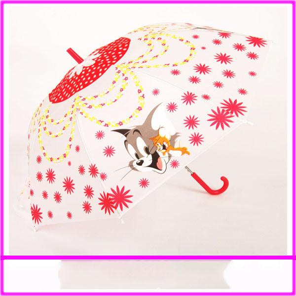 Mini Straight Kids Little Girl Clear Fold Up Umbrella Poe / Pvc Transparent For Promotion