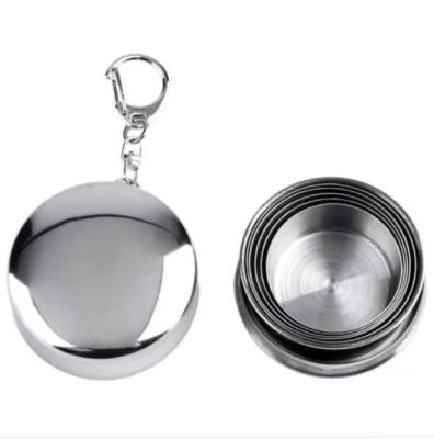 Outdoor Stainless Steel Camping Mug , Stainless Steel Collapsible Cup With Keychain