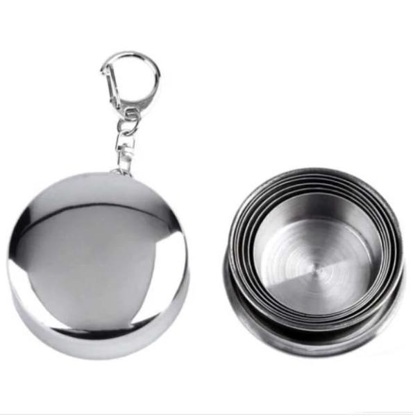Outdoor Stainless Steel Camping Mug , Stainless Steel Collapsible Cup With Keychain