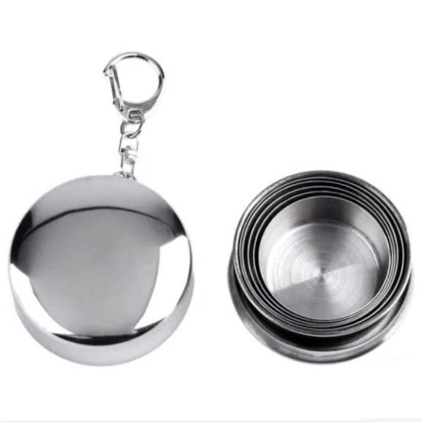 Outdoor Stainless Steel Camping Mug , Stainless Steel Collapsible Cup With Keychain