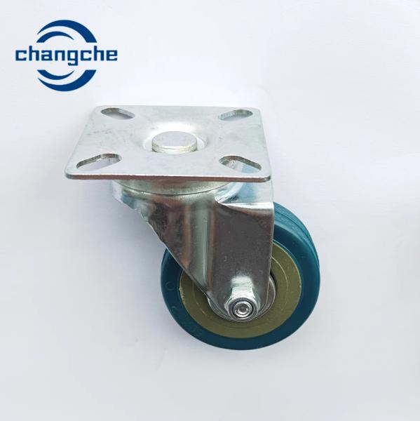 3 Inch Blue Industrial Caster Wheels with Flat Plate Stem