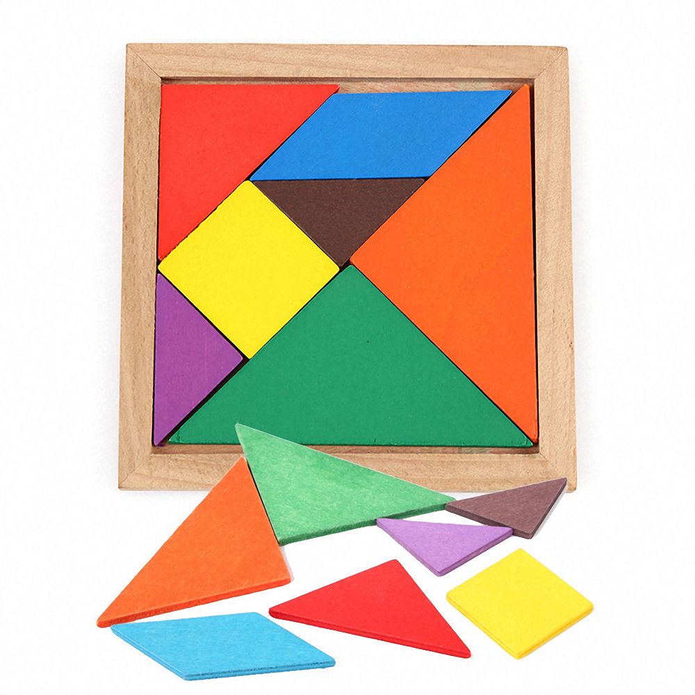 Младенец квадрата 11cm деревянный Montessori забавляется мозаика 7 частей