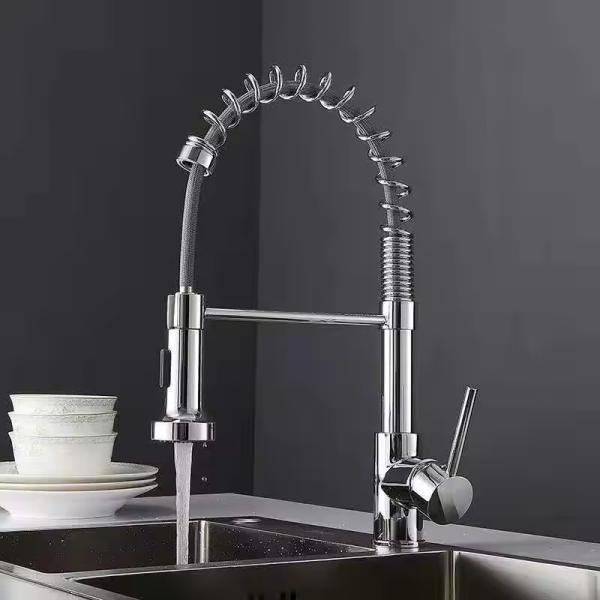 2024 Lizhen Commercial Kitchen Faucet Sturdy Brass Spring Pull-Down Tap in Matte Black