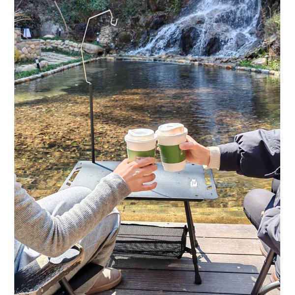 Mesa de acampamento ao ar livre de altura ajustável Mesa de piquenique Mesa dobrável com poste de lâmpada