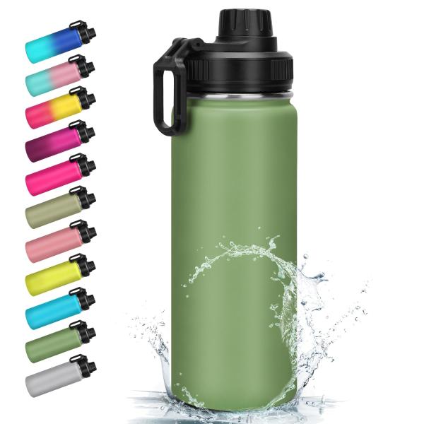 17 Oz Kids Insulated Water Bottle For School With Leakproof Spout Lid And Cute Waterproof Stickers, Personalized Stainless Steel Thermos Flask Metal Water Bottle For Girls & Boys