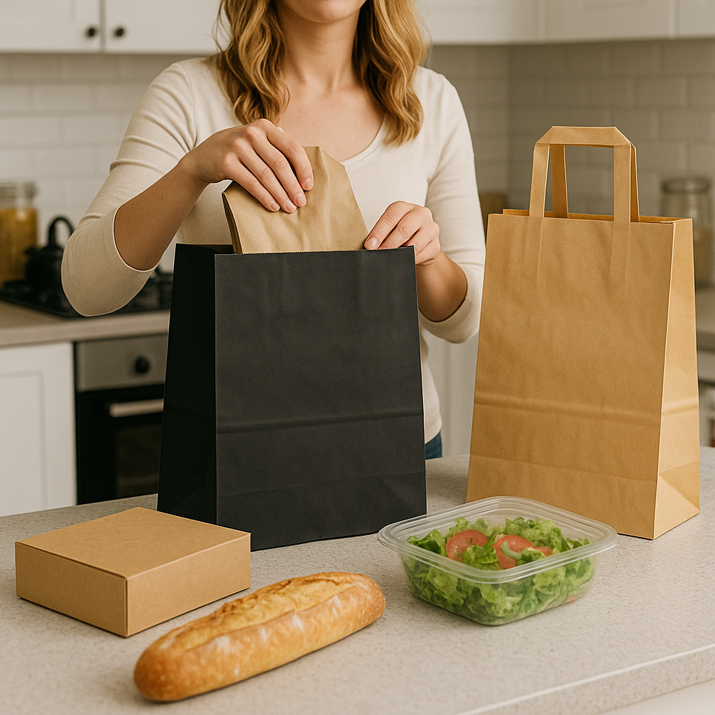 Custom Logo Kraft Paper Bags With Flat Bottom And Strong Handles Customizable Sizes Packing Recyclable Shopping Bags