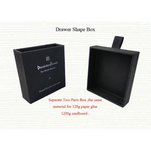 Drawer Shape Black Color Paper Material Cardboard Box with Satin Handle for One Piece Chocolate Packing