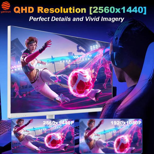 QHD Resolution 27 Inch Computer Monitor RGB Lighting White Color Gaming Monitor