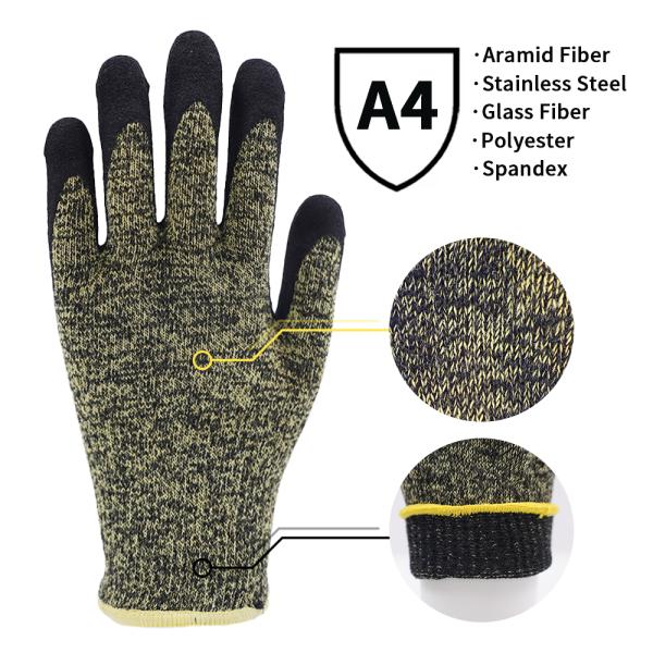 Fireproof A4 Anti Cut Industrial Work Gloves Heat Resistant Aramid Neoprene Work Gloves
