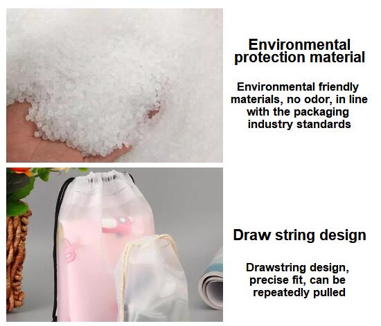 Gravure Printing 100mic Frosted Plastic Drawstring Bags Customized Logo Promotional Polyester Drawstring Frosted Bag