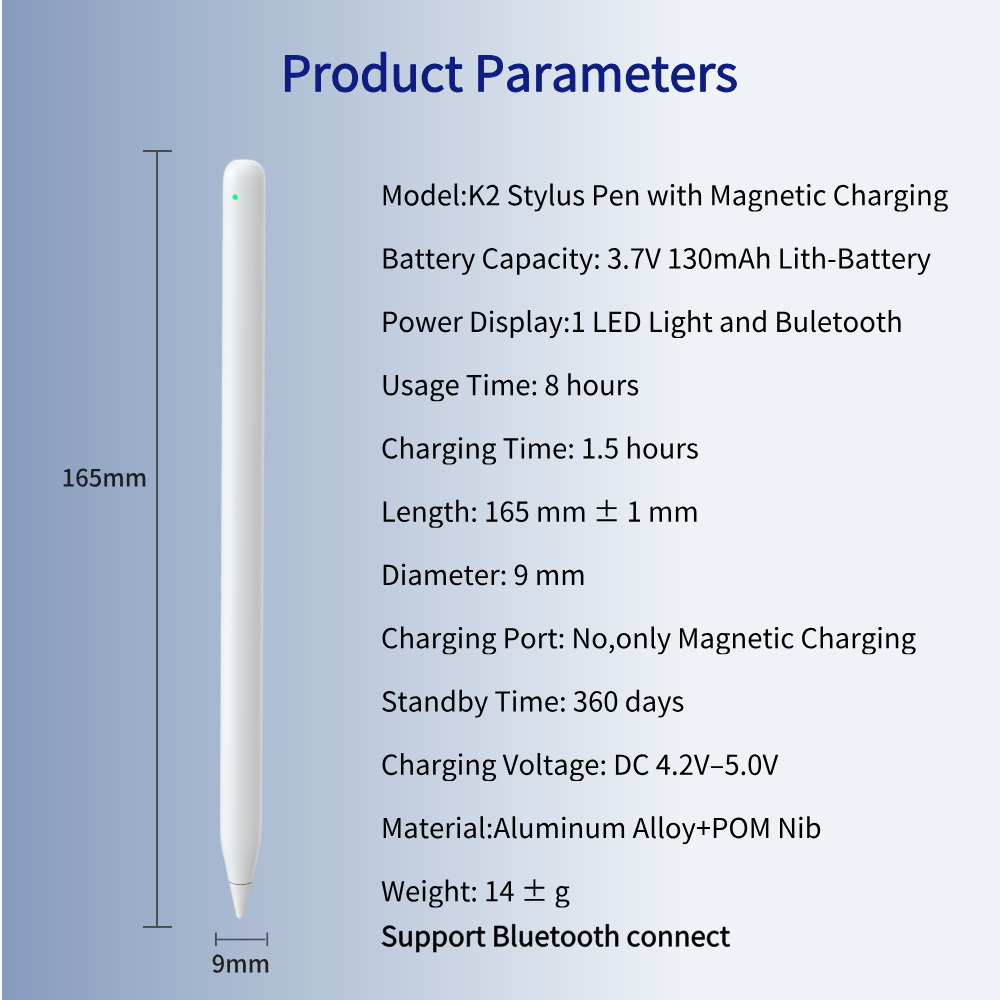 K2 Magnetic Wireless Charging Stylus Pen for iPad Pro Air Mini, Apple Pencil Alternative with Tilt Sensitivity Palm Rejection