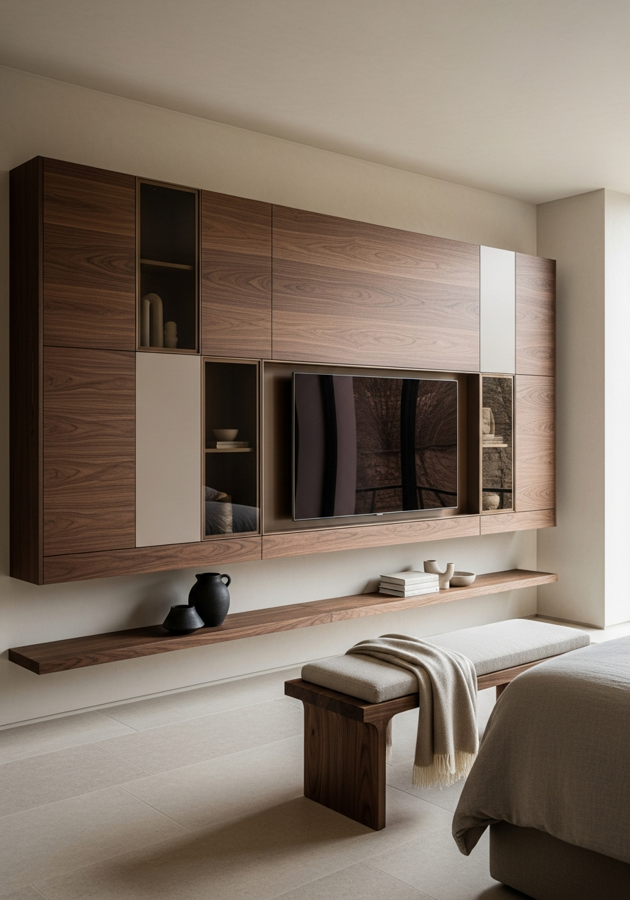 Hotel Atelier Walnut Media Console in 304 Stainless Steel