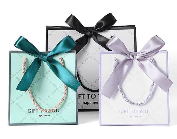 Matte Laminated Paper Gift Bag With Rope Handle For Boutique Gifts