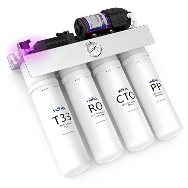 UV Tankless RO Water Filter, 400 GPD, 1.5:1 Low Waste, Quick-Change Cartridges, Under Sink Purifier