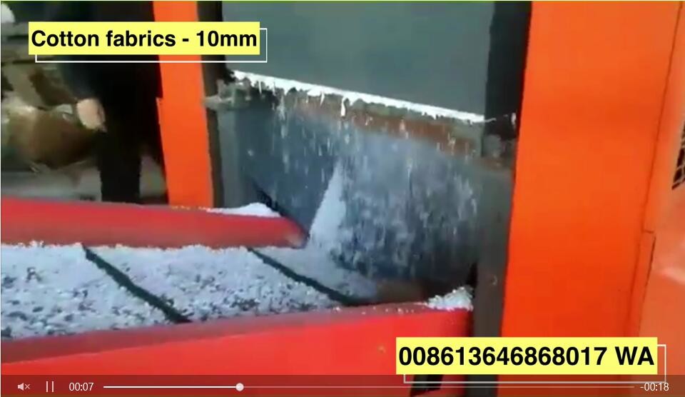 ткани 1600F Cottom задавливая связанную емкость 400kg размера конца шредера 10mm ткани всечасную shredding