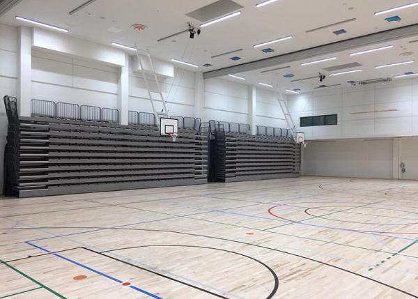 Remote Wireless Control Retractable Audience Seating For Institute Sport Hall