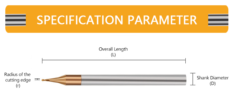 2-flute Tungsten Carbide Ball End Mill with Micro Diameter for 60° Angles in Steel and Aluminum