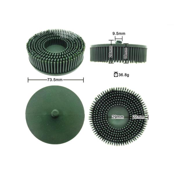 Green Bristle Brush Disc 3 Inch Rubber Abrasive Brush for Burr Rust
