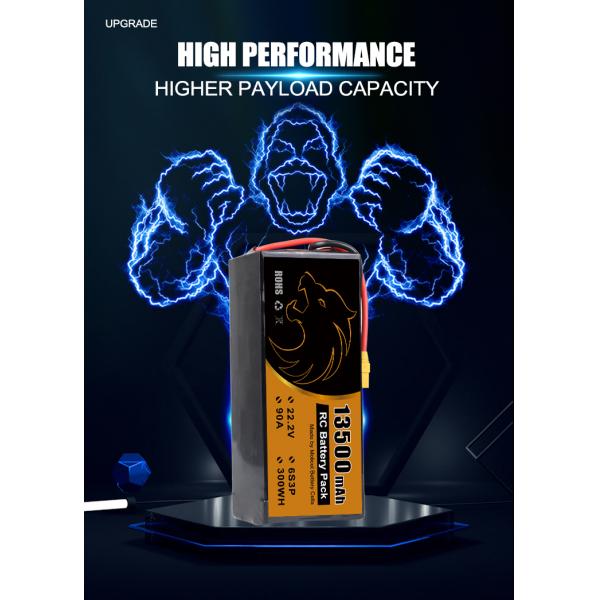 22.2V 13500mAh FPV Drone Baterias com 12 meses de duração