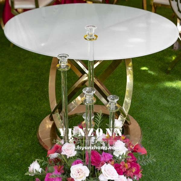 Modern Home Furniture for Dining Golden Stainless Steel Infinity Base Wedding Display Cake Tables for Banquet & Party Events