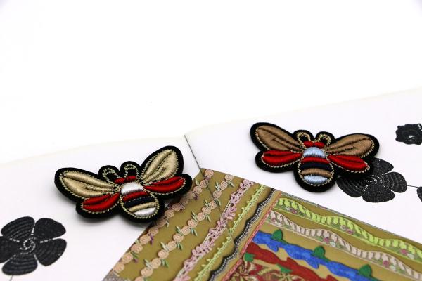 Golden Embroidery Patch Bee Bumblebee Wasp Insect 3D Gold Royal Fashion