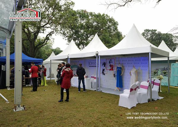 5 X 5m Windproof Aluminum Pagoda Gazebo Canopy Tent With White Plain PVC Sidewalls