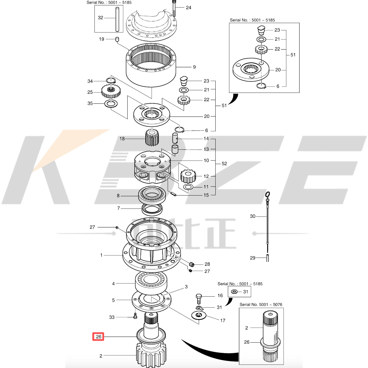 XCMG 860120607 DOOSAN 2114-1914A K1033591 SWING GEARBOX PINION GREASE PLATES DX520 XE215