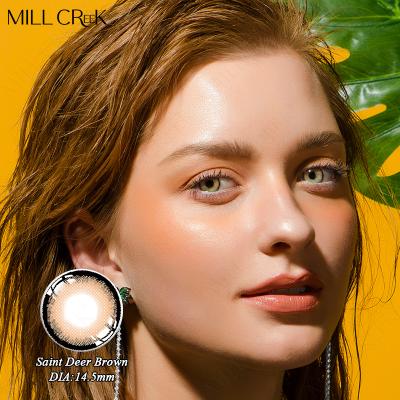 14.5mm Lentes de dia para ojos secos Materiales de hidrogel marrón de uso único Lentes Millcreek