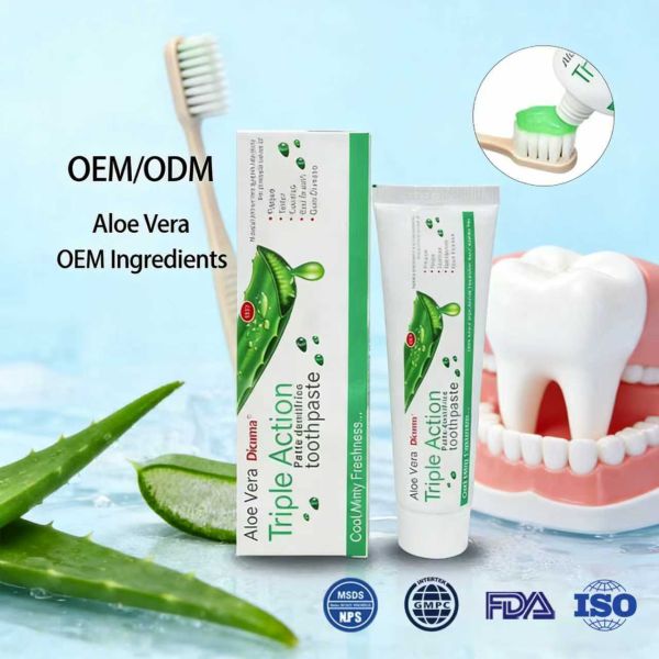 Factory Custom Natural Whitening Toothpaste Fresh Breath Mint Flavor Sensitive Teeth Formula 100g Dental Care Aloe Vera Toothpaste