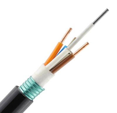 Access Network 2-24core Hybrid Optic Copper Cable / Overhead Fiber Optic Cable