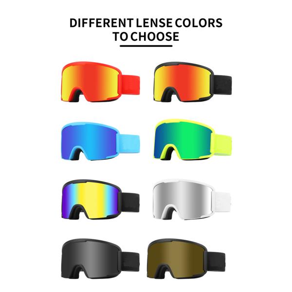 Customized Color Ski Goggles with Adjustable Elastic Strap and Double Anti-Fog Lens