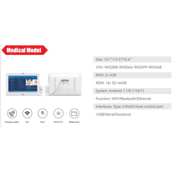 13.3-дюймовый RK3288 1080p Медицинский планшет ПК Настенный NFC POE Больничный Android планшет