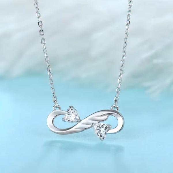YASVITTI 925 Sterling Silver Infinity Heart Necklace Heart Cubic Zircon Luxury Women Necklace Jewelry