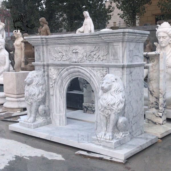 Marble Lion Sculpture Stone Modern Garden Decoration Hand-carved White Life Size