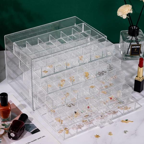 Clear Jewelry Organizer, Durable Jewelry Box With 5 Drawers, Jewelry Organizer Box, Earring Jewelry Organizer