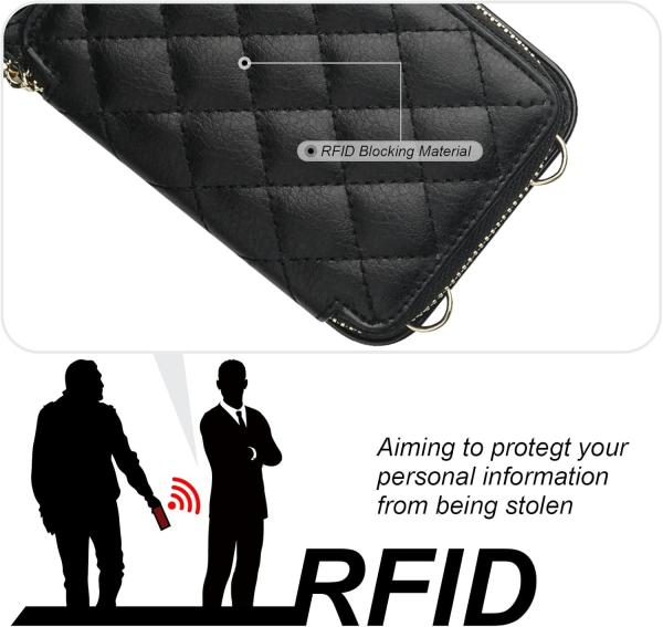 Saco de corpo cruzado iPhone 12/12 Pro, RFID blindado PU cinto de couro suporte com slot de cartão Split bag cordão de pulso