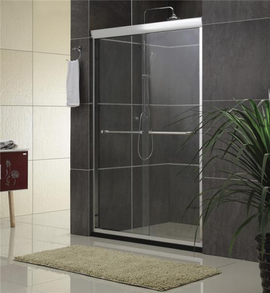 Sand Silver Glass Shower Screen Aluminum Alloy Inline Double Sliding CE Certification
