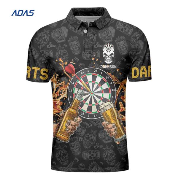 Sweat Wicking Polyester Zipper Dart Team Shirts With Pocket Personalised