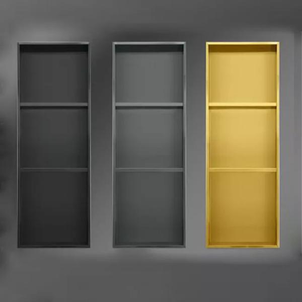 Customized Grid 304 316 Black Color Brushed Hairline Stainless Steel Bathroom Wall Decorative Shower Niche