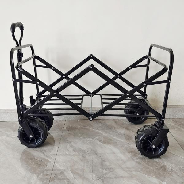 Outdoor Camping Collapsible Wagon Cart Four Wide Wheels Steel Body Structure