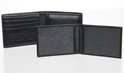 Black Lichee Grain Minimalist Leather Wallet OEM / ODM Acceptable