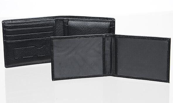 Black Lichee Grain Minimalist Leather Wallet OEM / ODM Acceptable