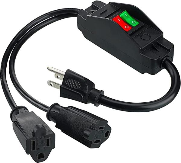 NEMA 5-15P to Dual Outlet Extension Cord with On Off Switch