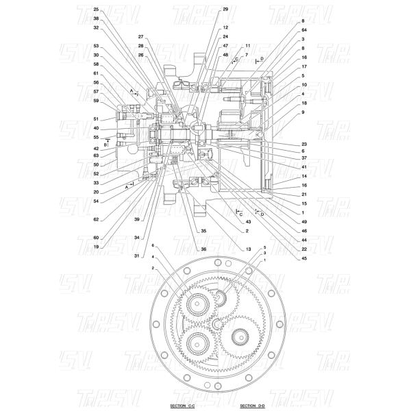 Стальной экскаватор SK55 конечный привод Планетарное оборудование для PH15V00012S007