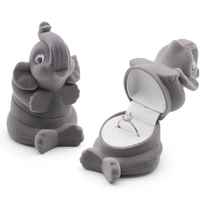 Custom Color Animal Shape Velvet Jewelry Case Velvet Gift Box With Cute Ring Packaging