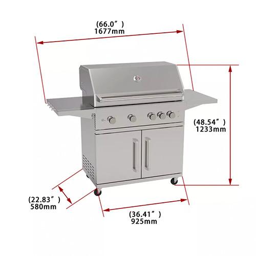 60 Inch Stainless Steel 304 Freestanding Bbq Grill Gas Garden Party With Trolley