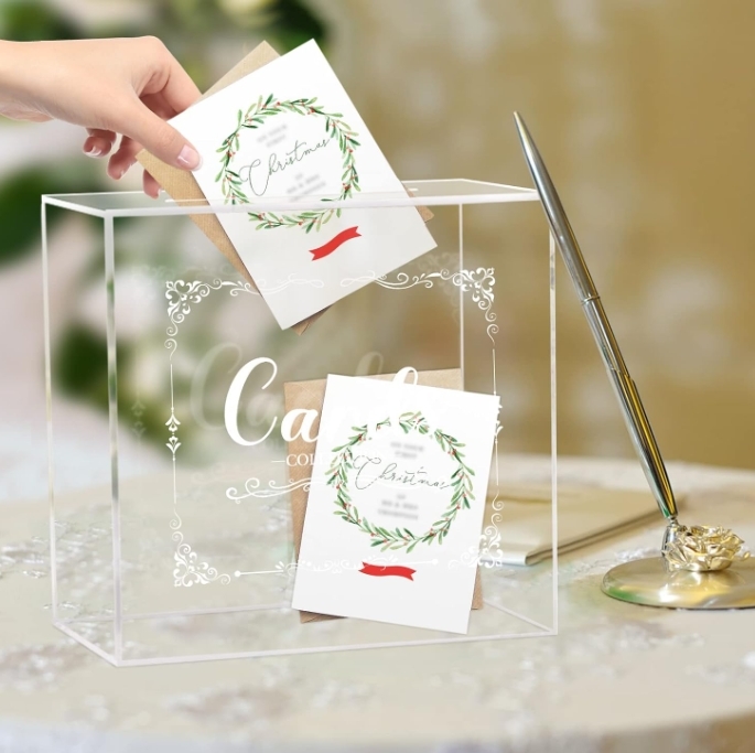 Wedding Card Acrylic Display Box With Lid Custom Plexiglass Display Box