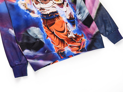 SGS Custom Anime T Shirts Round Neck Hoodie With Front Pocket / 3D Printed Sweatshirts