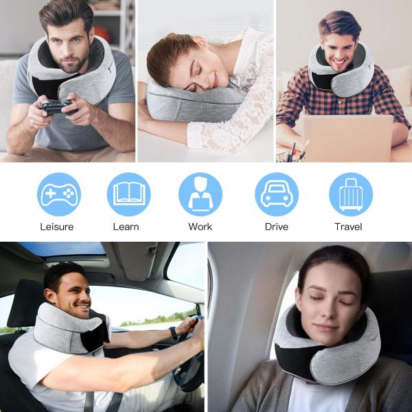 Removable and Washable Memory Foam U Shape Travel Neck Pillow for Airplane Portable